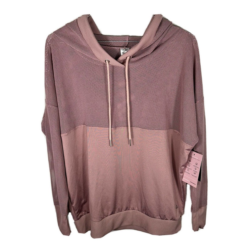 Soho Sport Womens Mesh Hooded Athletic Top Sweatshirt Size M Purple Long Sleeve